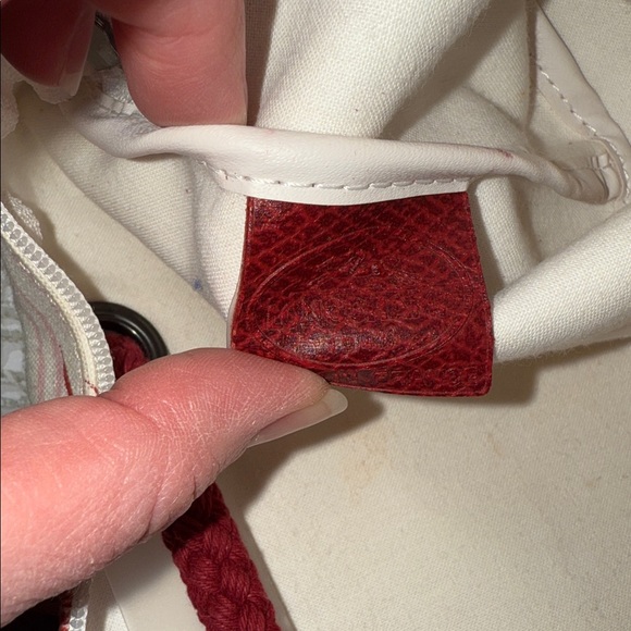 Longchamp Unique Toile Clutch Pouch Red and White Made In France